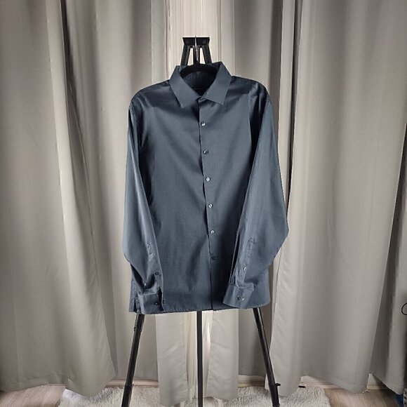 Van Heusen Other - Van Heusen Studio Men Dark Blue To Gray Cotton Blend Dress Shirt Size 16 (34/35)